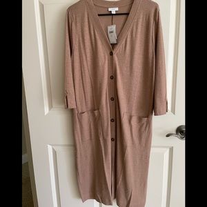 NWT JJill duster cardigan in tawny tan